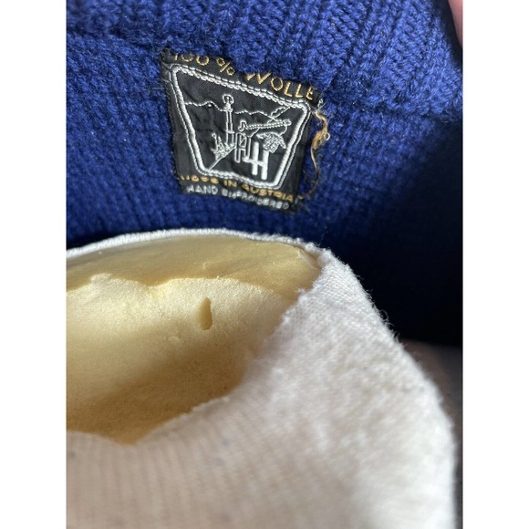 Made in Austria Blue Wool Star Pullover Sweater Large Hand Embroidered - Picture 6 of 6